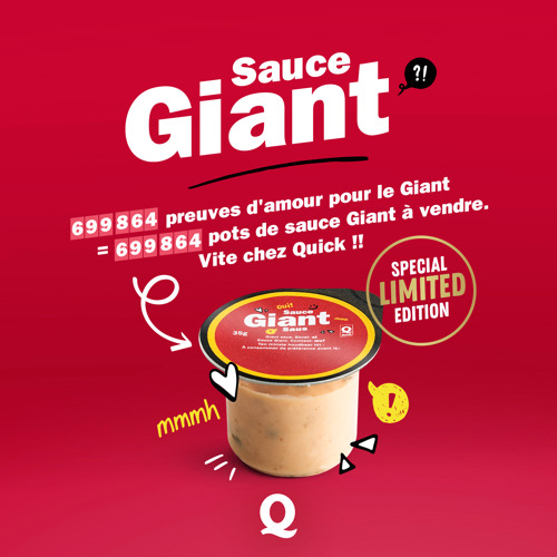 Inédit : Quick propose pour la toute première fois des pots individuels de sauce Giant
