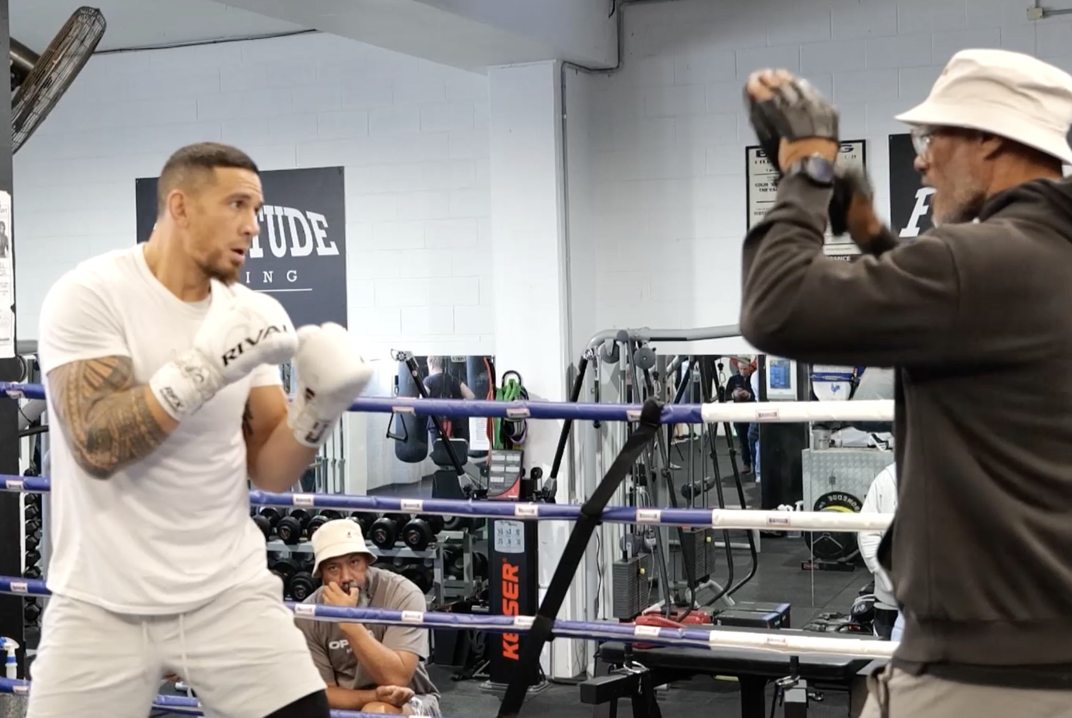 Sonny Bill Williams hits pads with trainer Tapu Opetaia