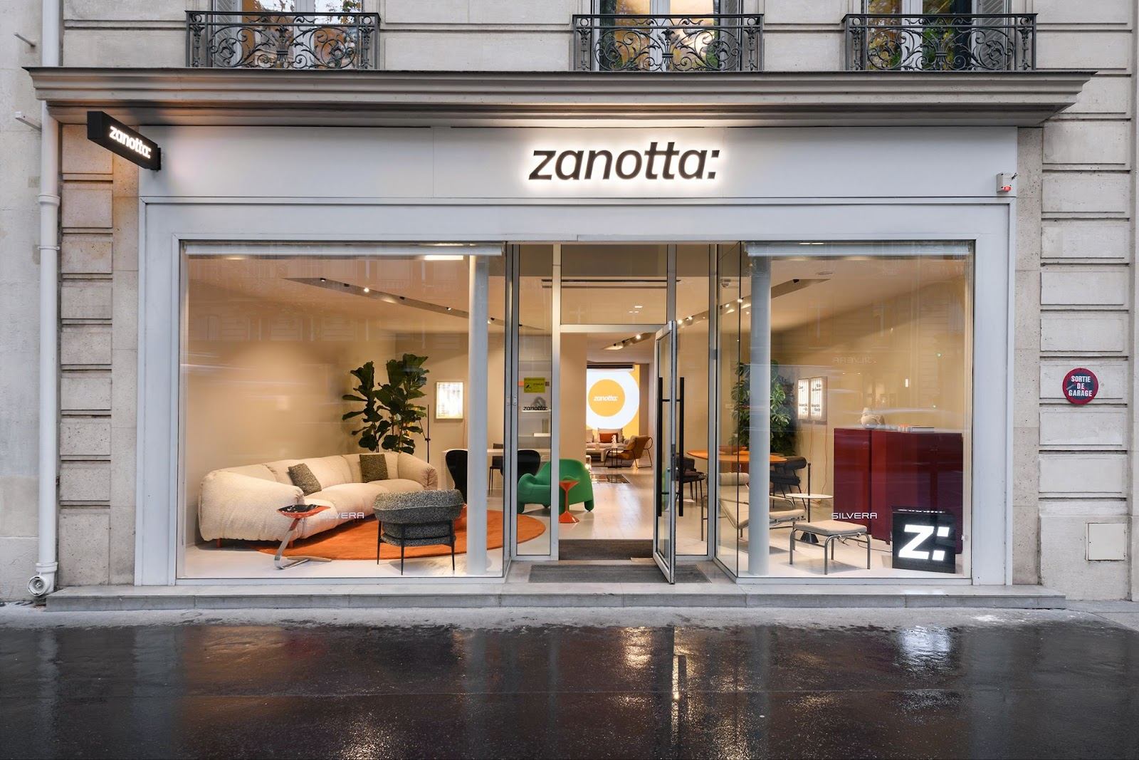 The Zanotta flagship store in Paris on Boulevard St. Germain