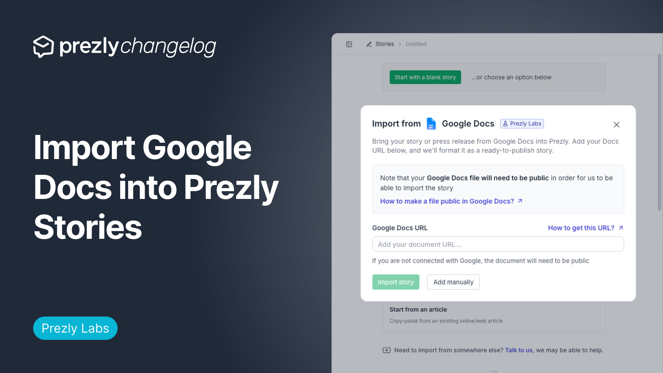 Import Google Docs directly into Stories