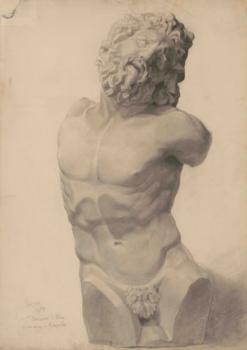 James Ensor, Torso van Laocoön, 1878. Conté-potlood en houtskool op papier, 820 x 580 mm. KBR, inv. F-2023-3  © KBR