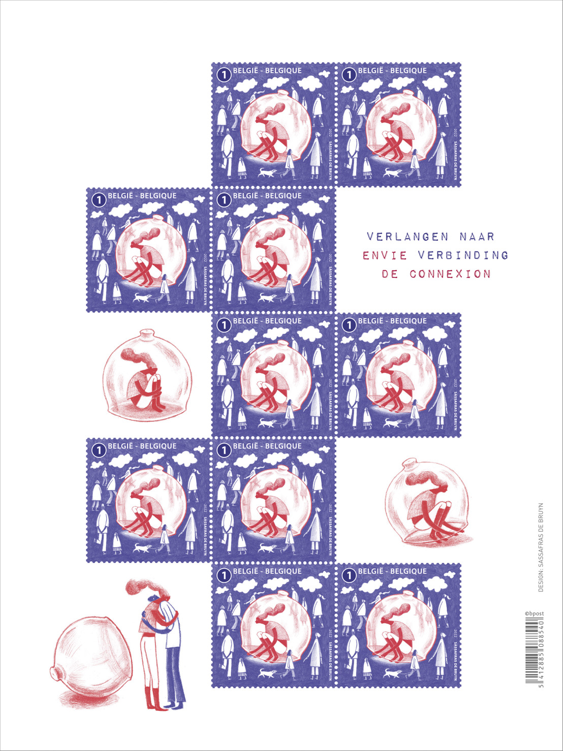bpost encourages Belgians to reconnect with a free postcard campaign and a stamp on the theme “Yearning for connection”