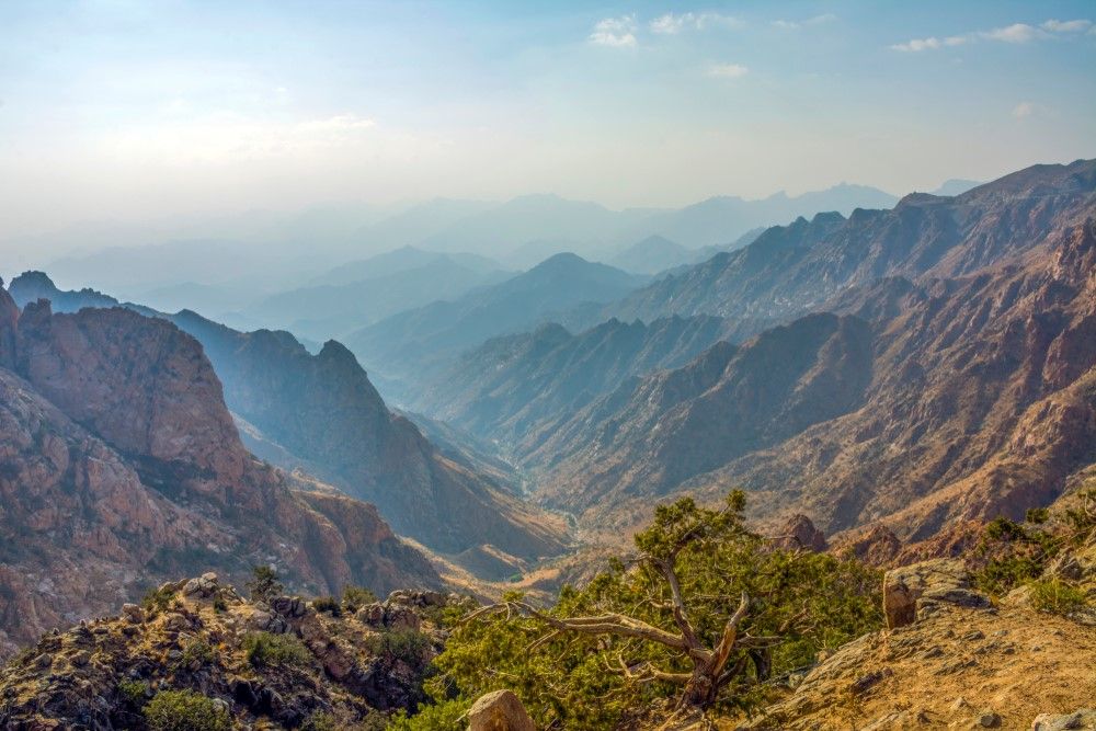 Beautiful mountain landscape, located in Al Taif, Saudi Arabia