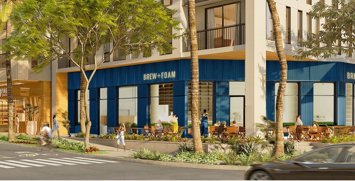 Ward Village Brew & Foam location anchored on Halekauwila Extension.