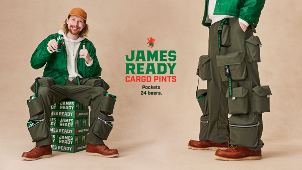 JAMES READY MADE CARGO PANTS THAT HOLD 24 BEERS. YES, THEY’RE CALLED CARGO PINTS.