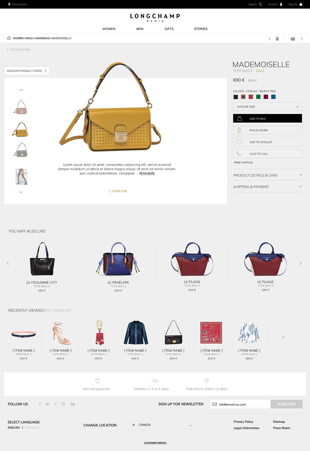 Site e-commerce Longchamp
