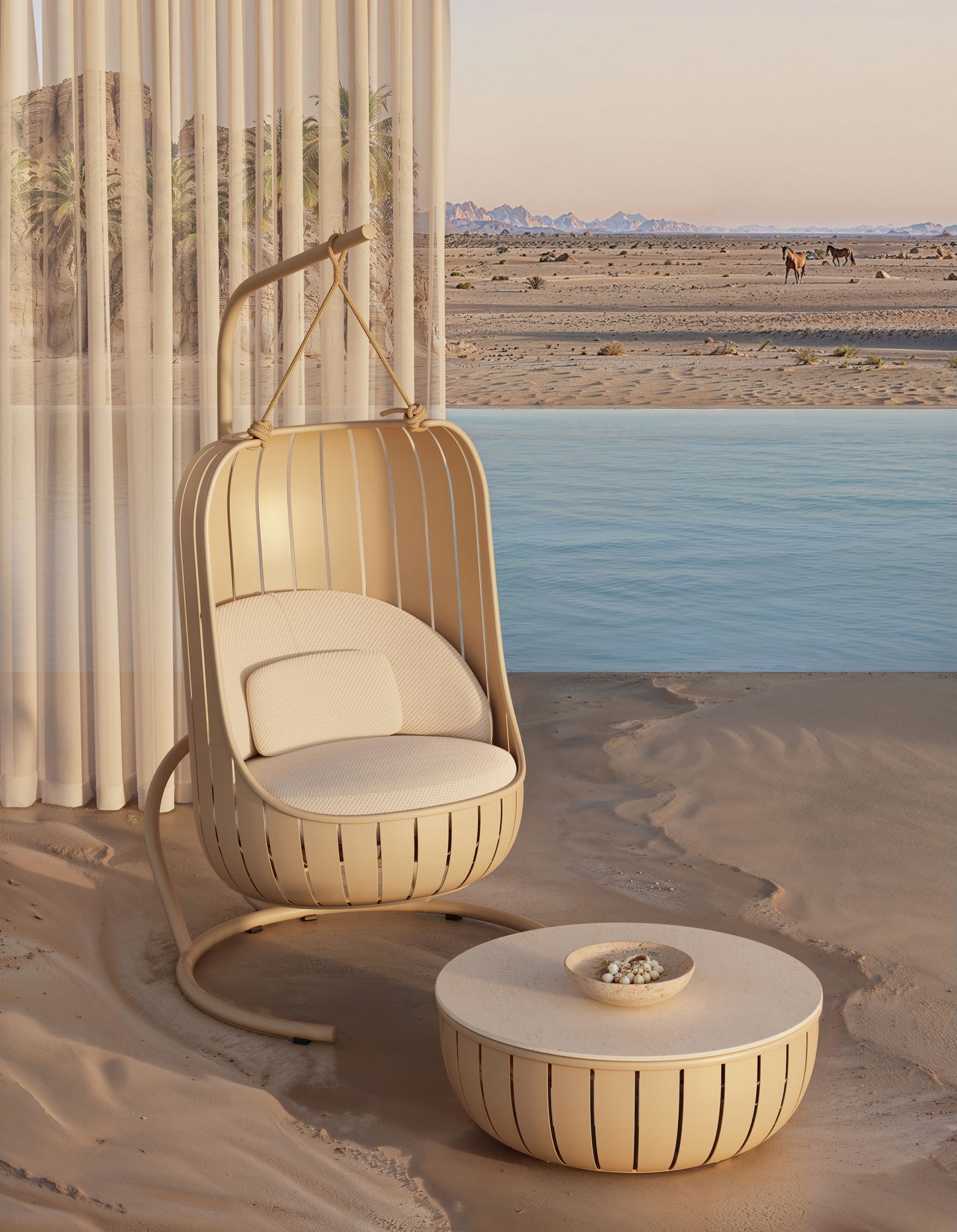 Above: Gandia Blasco Arena swing and coffee table