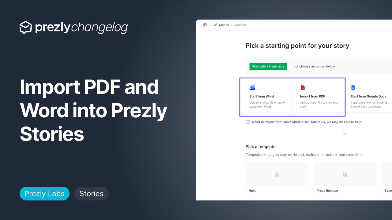Import PDF and Word directly into Stories
