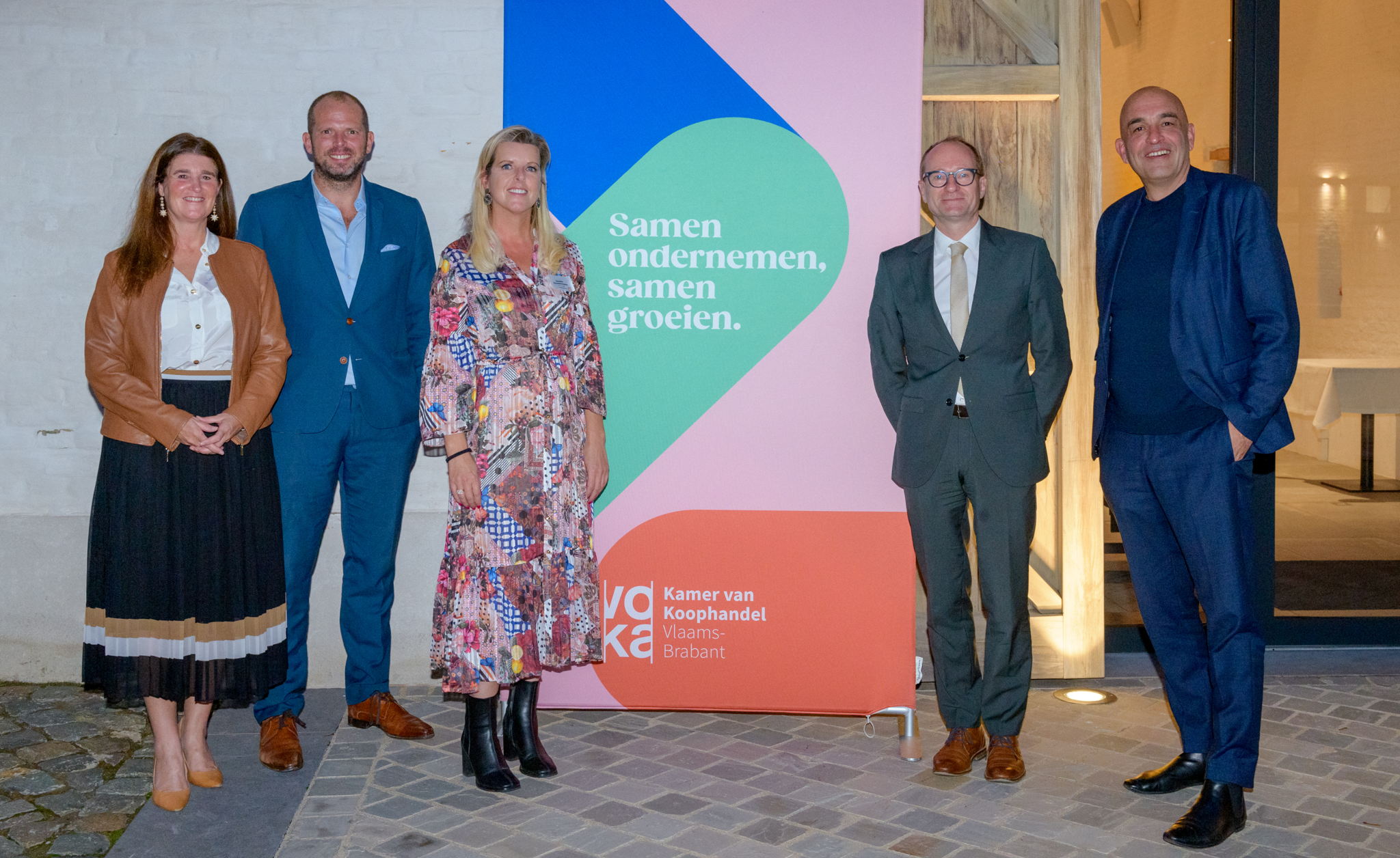 V.l.n.r. An Wouters, schepen van Economie in Lubbeek, Theo Francken, burgemeester van Lubbeek, Daniëlle Vanwesenbeeck voorzitster Voka-KvK Vlaams-Brabant, Ben Weyts, viceminister-president en Kris Claes, gedelegeerd bestuurder Voka-KvK Vlaams-Brabant © Caroline Dupont Photography