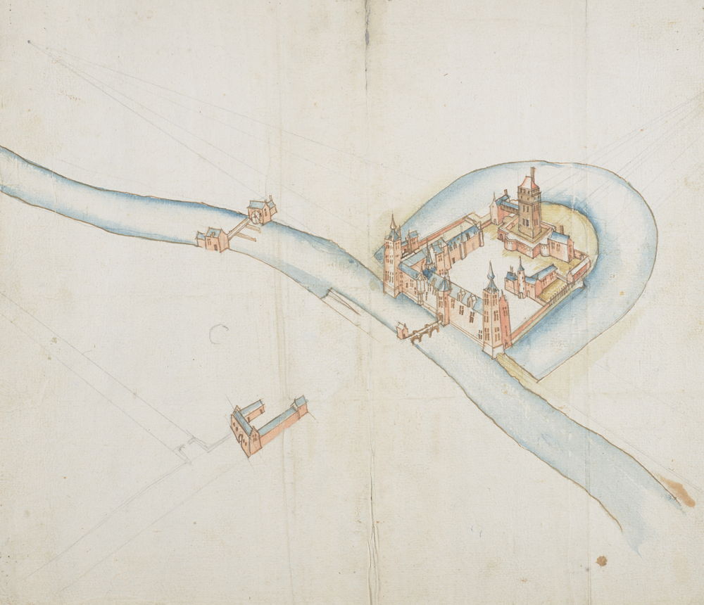 Vue en perspective du château d'Heverlee © KU Leuven, Archives Universitaires