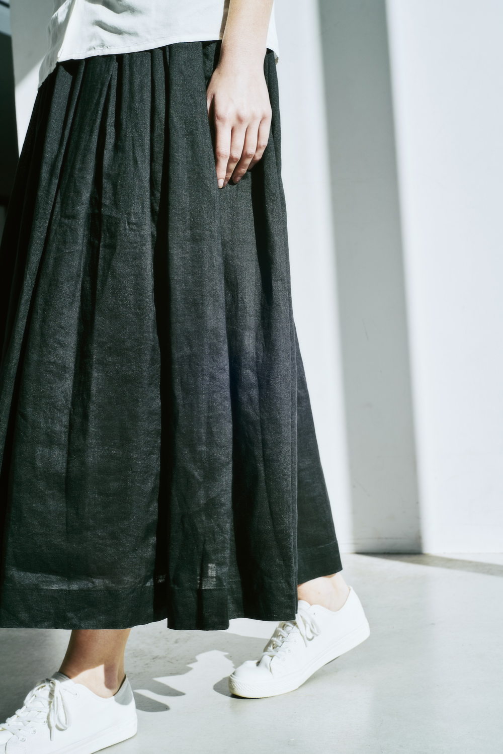 Ramie Fabric Tucked Skirt ($130.00)