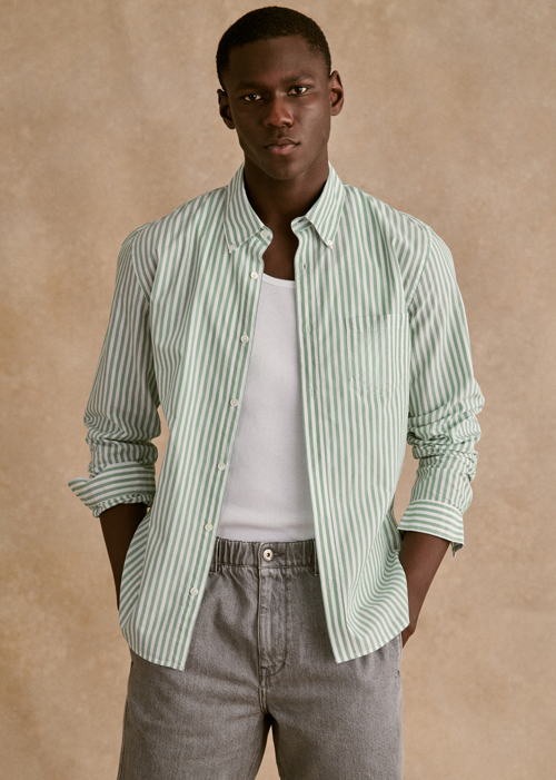 Octobre Editions - Chemise Esher Blanc Rayures Vertes - 90€