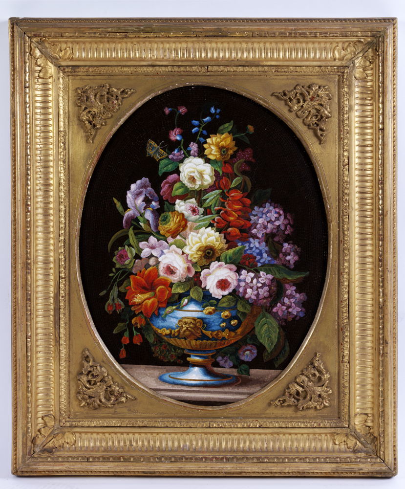 Ein Korb mit Obst und Blumen. Mikromosaik, Rom, um 1840-1850 © Die Rosalinde und Arthur Gilbert-Sammlung, als langfristige Leihgabe im Museum Victoria and Albert in London