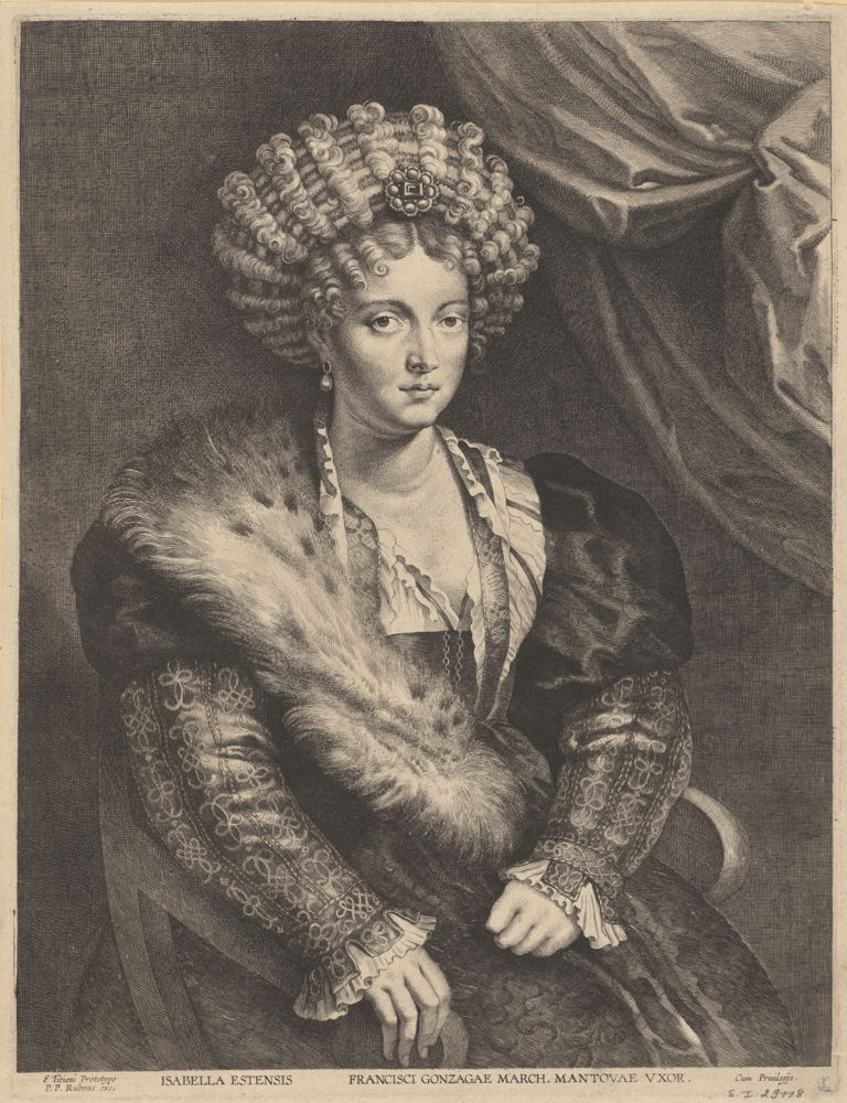 Lucas Vorsterman naar Peter Paul Rubens, 
Portret van Isabella d’Este, gravure, KBR