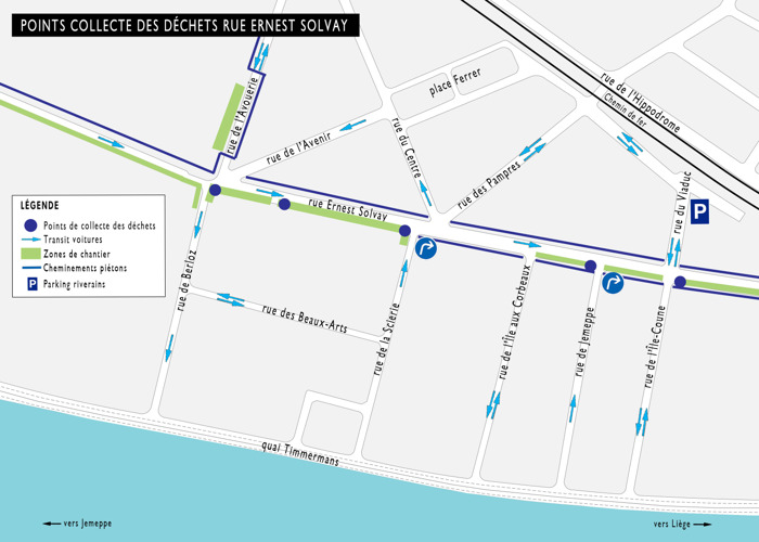 Tram de Liège : Mise à jour des points de collecte des déchets et encombrants rue Ernest Solvay