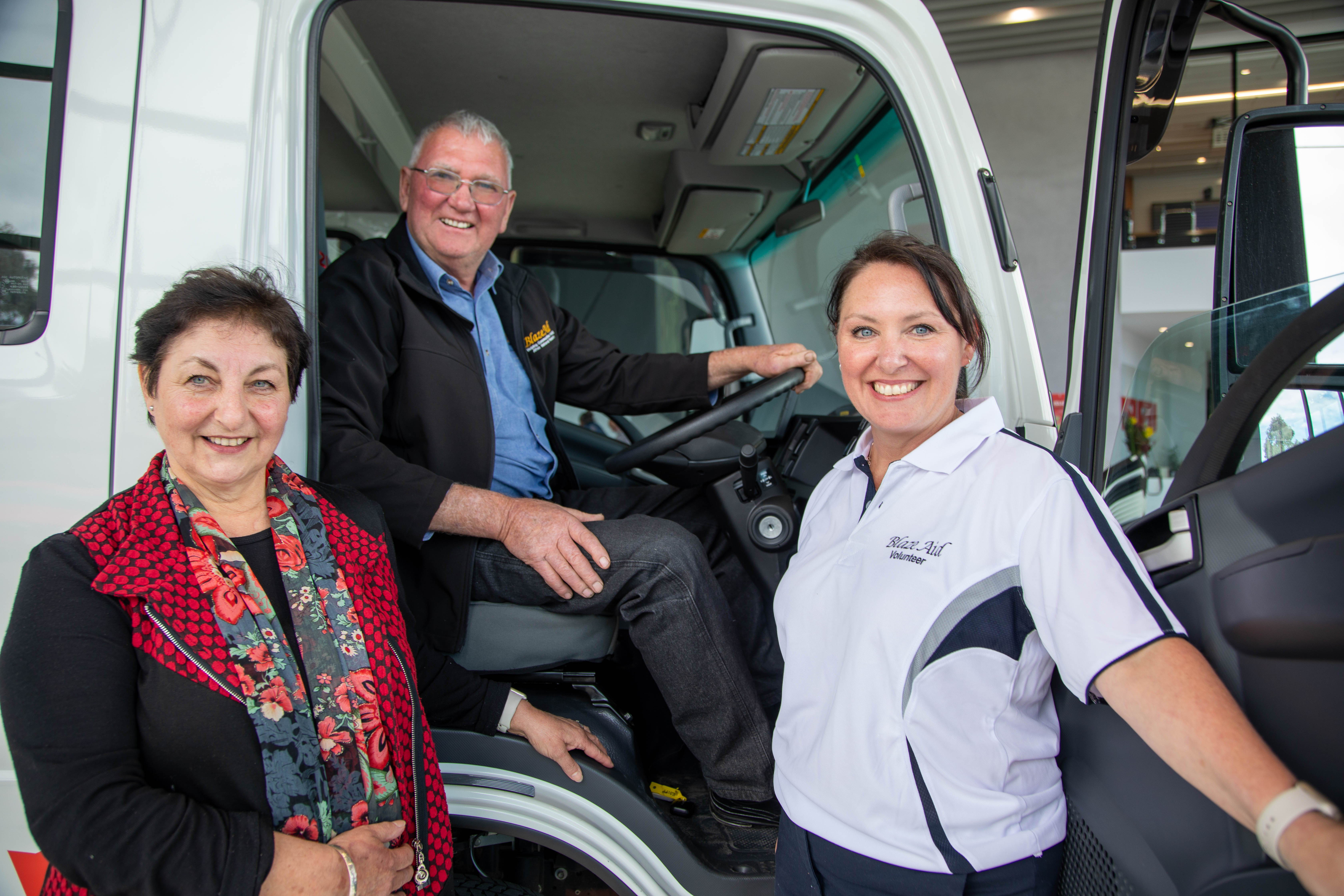 Founders of BlazeAid, Rhonda Butler and Kevin Butler with BlazeAid CEO, Melissa Jones