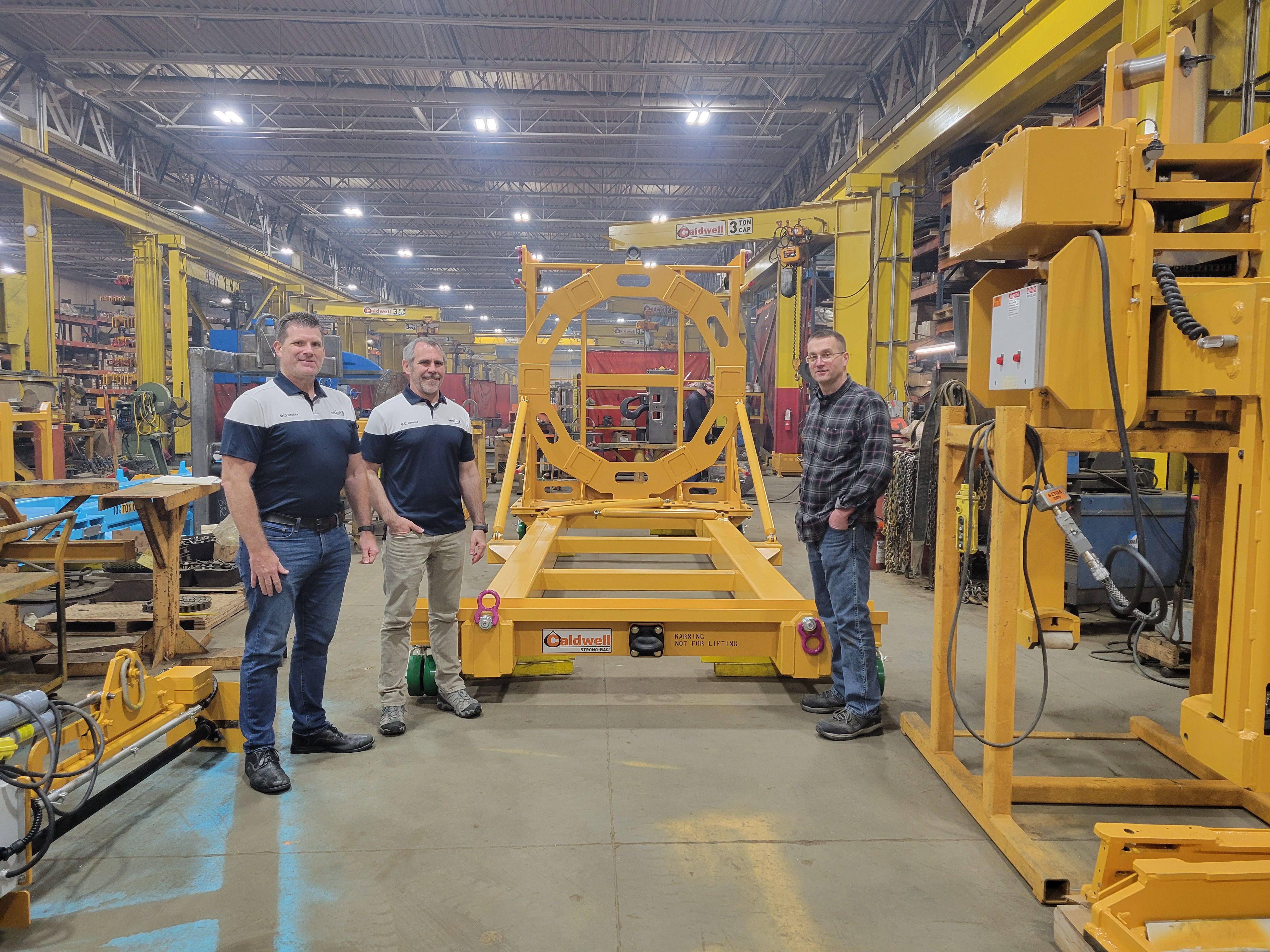Left to right: Brian Johnson, senior mechanical design lead, CSWPA at Iron Ring Technologies; Greg Vajdos, integrated test and verification lead at Intuitive Machines; and Dan Mongan, senior sales engineer / project leader at Caldwell.