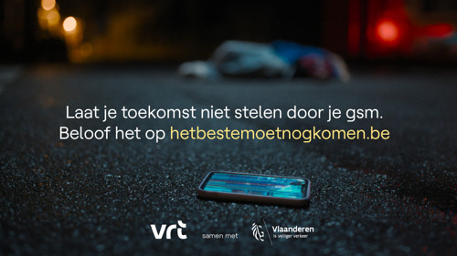 VRT en Pommelien Thijs waarschuwen iedereen voor gsm-gebruik in het verkeer 