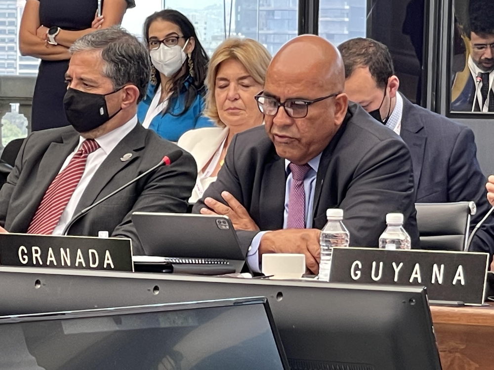 Minister of Agriculture and Former Minister of Foreign Affairs for Grenada, Hon. Peter David, addresses the 21st CELAC Meeting of Ministers of Foreign Affairs.