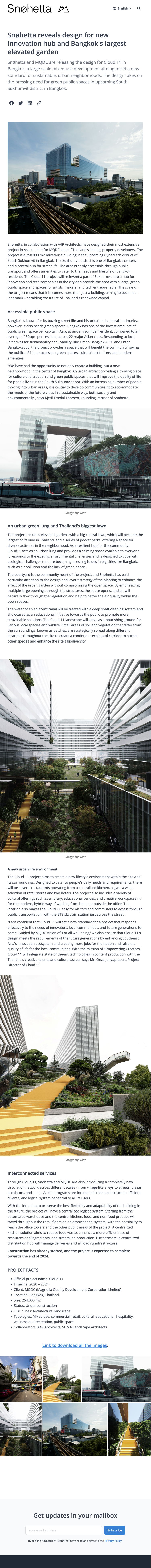 Snøhetta reveals design for new innovation hub and Bangkok's largest elevated garden