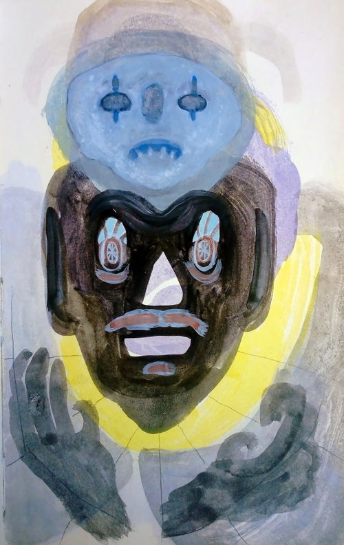 Fia Cielen, Cunning Folk, 2020, Gouache, aquarell and pencil on paper, 13 x 21cm 