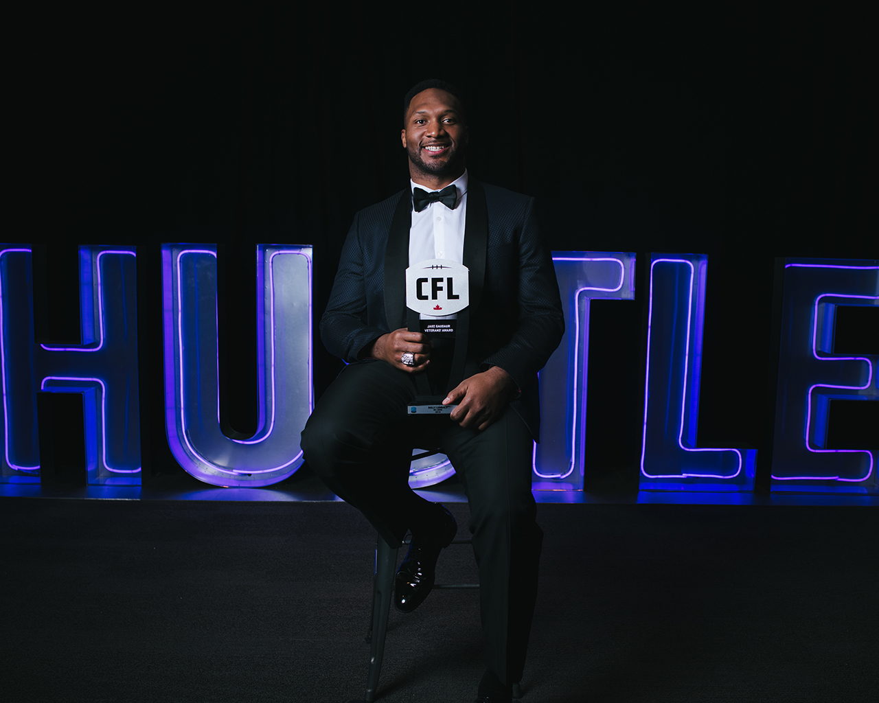 Rolly Lumbala, the 2018 recipient of the Jake Gaudaur Award. Photo credit: Johany Jutras/CFL.ca 