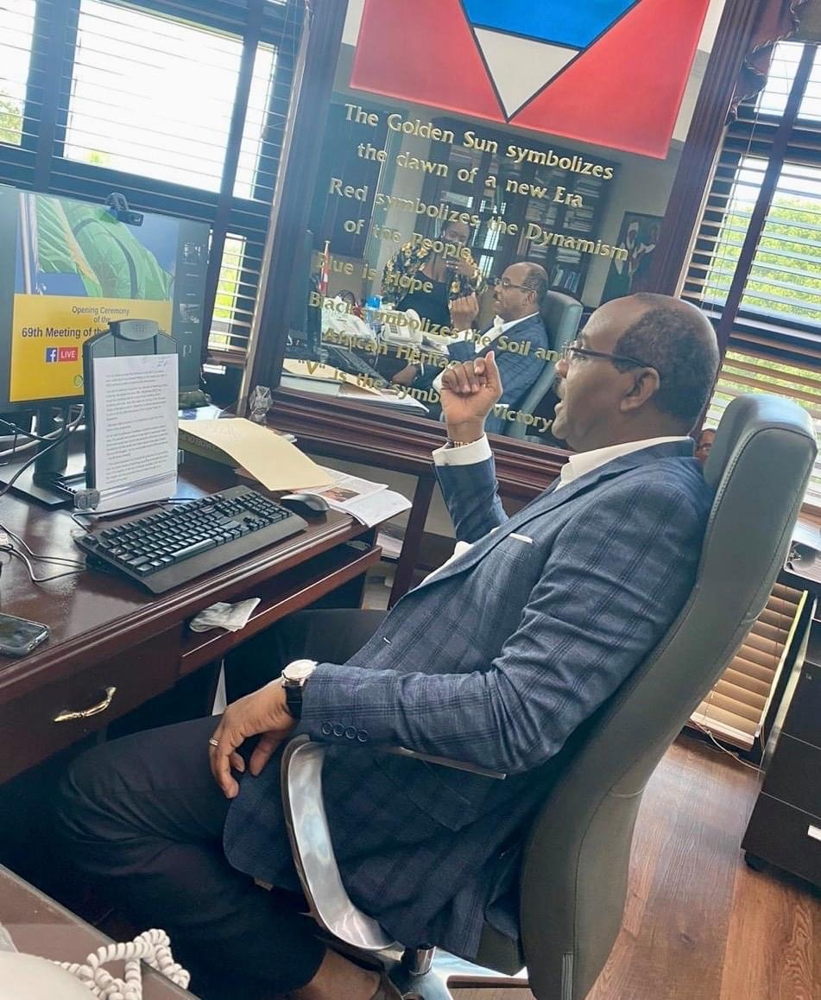 Outgoing Chairman of the OECS Authority, the Honourable Gaston Browne, Prime Minister of Antigua and Barbuda.