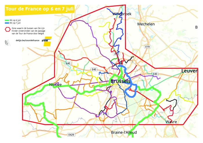 Ronde van Frankrijk wijzigt busaanbod in en rond Brussel en Vlaamse Ardennen