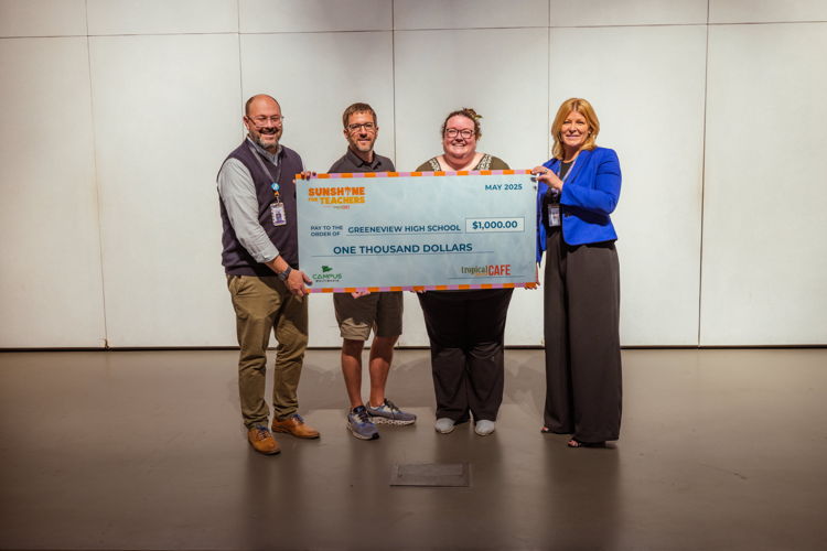 Tropical Smoothie Cafe announced that Danny Kloosterman at Greeneview High School in Jamestown, Ohio won the grand prize including a $10,000 summer getaway in the Sunshine for Teachers contest. Parents, teachers, families and the community voted for the grand prize winner from a list of 20 finalists from across the country. See all the finalists at www.SunshineforTeachers.com. The grand prize included a $10,000 summer getaway and free smoothies for a year, and the school won a $1,000 donation and a schoolwide smoothie party. Tropical Smoothie Cafe announced that Danny Kloosterman at Greeneview High School in Jamestown, Ohio won the grand prize including a $10,000 summer getaway in the Sunshine for Teachers contest. Parents, teachers, families and the community voted for the grand prize winner from a list of 20 finalists from across the country. See all the finalists at www.SunshineforTeachers.com. The grand prize included a $10,000 summer getaway and free smoothies for a year, and the school won a $1,000 donation and a schoolwide smoothie party.