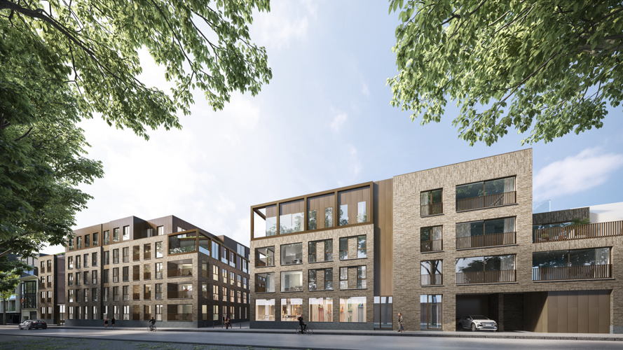 Ontwerpbeeld van de site langs de kant van de Gasstraat