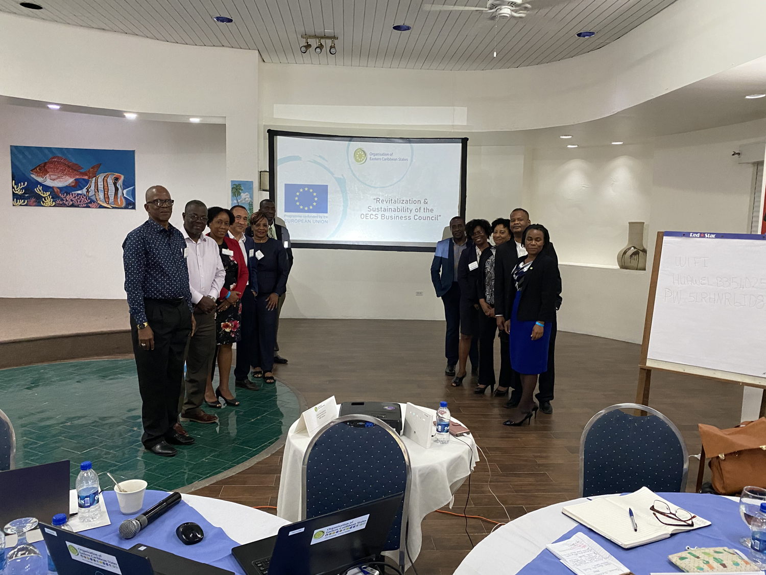 Represensatives of the OECS and ECCB met with members of the OECS Business Council in Antigua and Barbuda in February 2020.