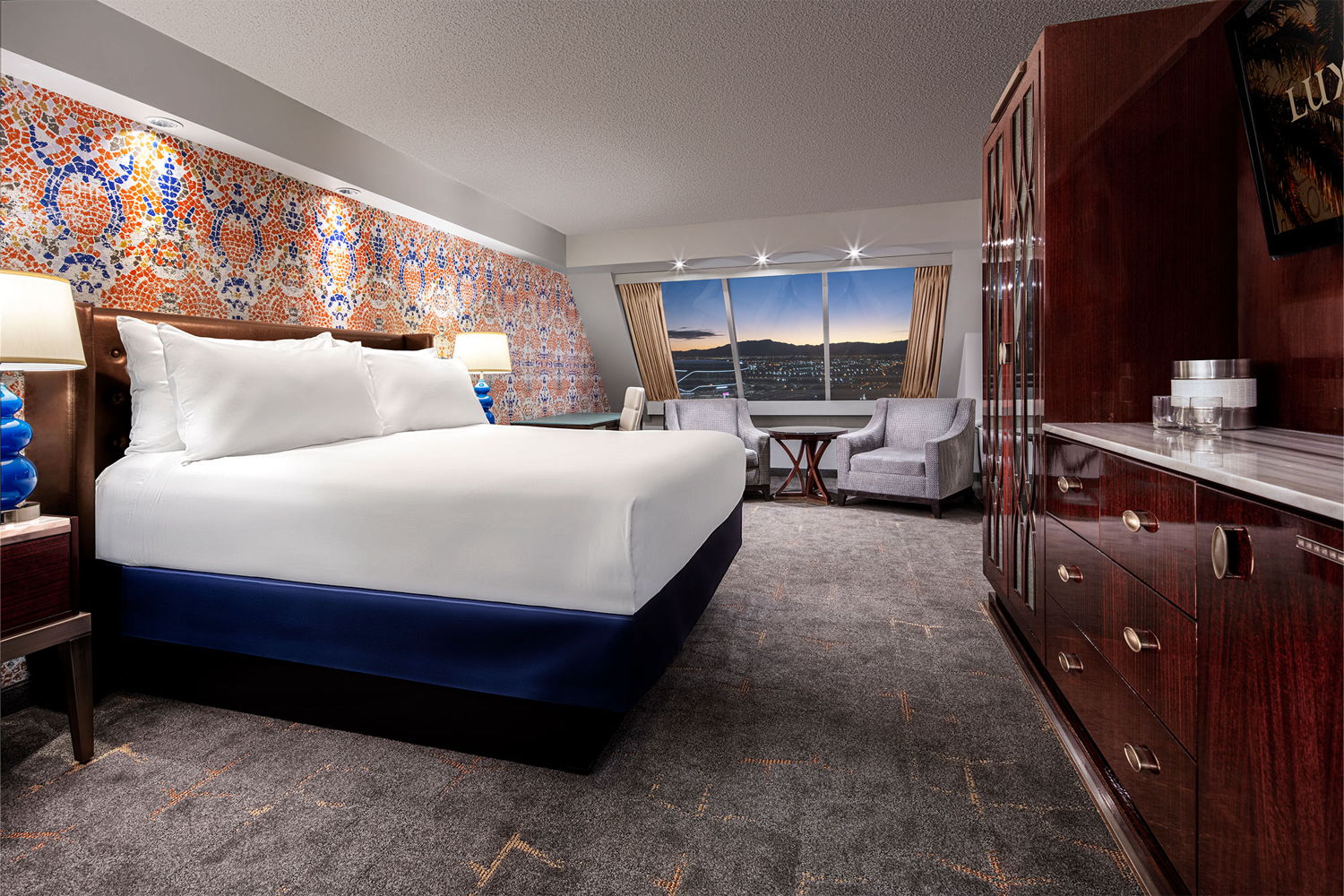 De nieuwe inricht van de hotelkamers in MGM Luxor © MGM Resorts