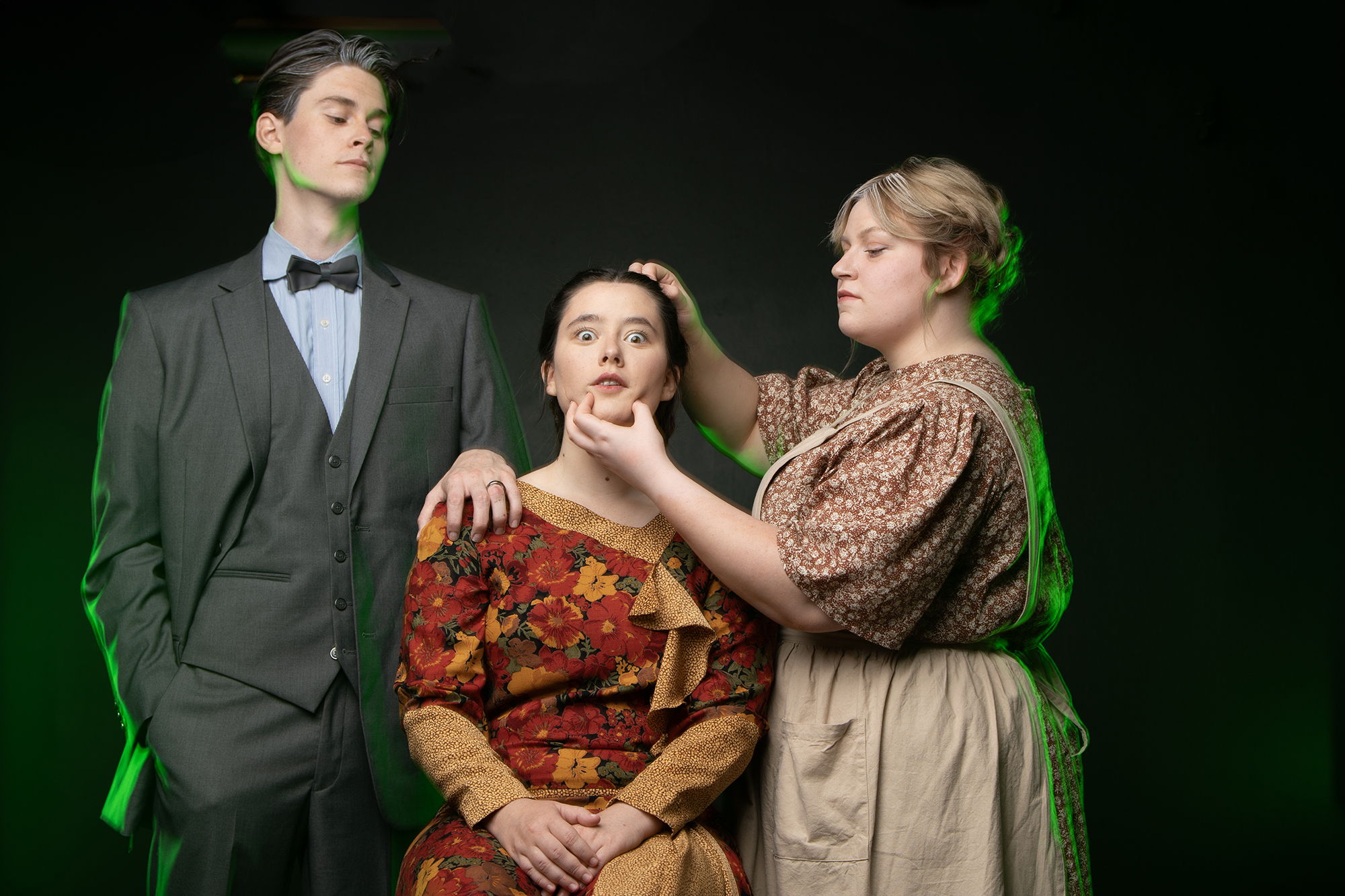 Pictured, left to right, Riley Samuel, a junior theatre performance major from Wylie, Texas; Erica Workman, a freshman theatre performance major from Morris, Oklahoma; and, Liberty Welch, a sophomore theatre/communication education major from Oklahoma City.