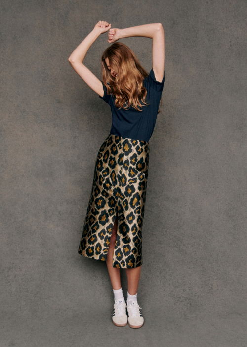Sézane - Jupe ELOANE Jacquard Leopard - 130€