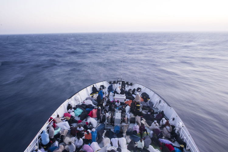 Four rescues and a transfer on-board Aquarius vessel, July 11, 2017. Copyright: Bruno Fert/SOS MEDITERRANEE