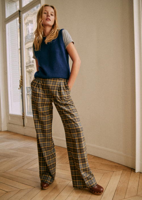 Sézane -Pantalon THEOPHILE Carreaux Giallo - 130€