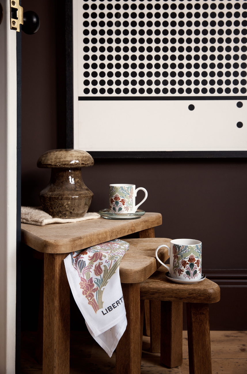 Flourish Tea Towel, £20; Flourish Mug, £25 by Liberty I www.libertylondon.com (Image courtesy of Liberty)