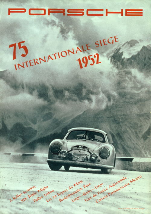 1952. El Porsche 356 demuestra su fiabilidad en numerosas carreras automovilísticas y gana el Campeonato Alemán de Autos Deportivos