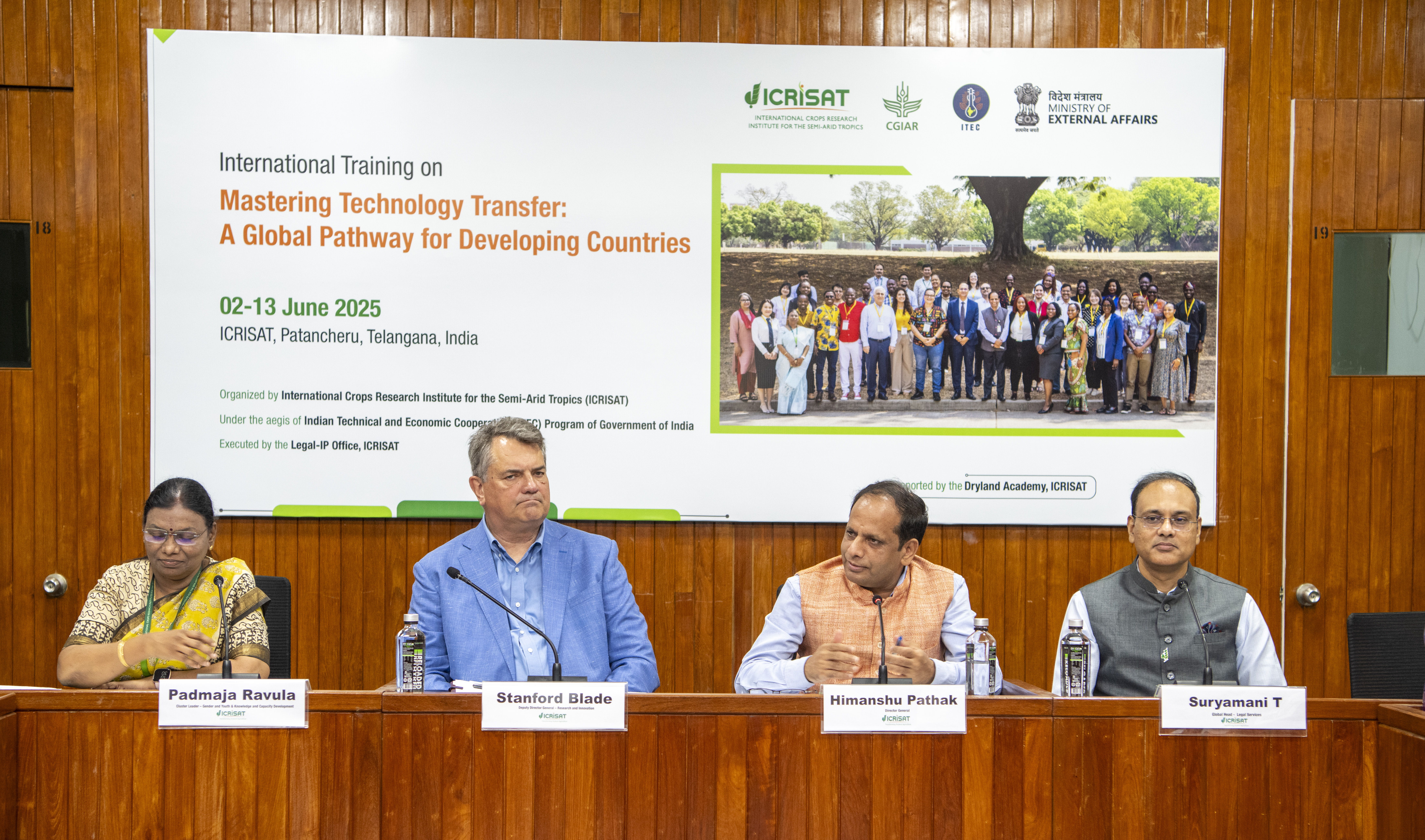 [L-R]: Principal Scientist - Sociologist, Gender & Nutrition Research, Dr Padmaja Ravula; Deputy Director General - Research and Innovation, Dr Stanford Blade; Director General, Dr Himanshu Pathak; and Global Head - Legal Services, Dr Suryamani Tripathi.