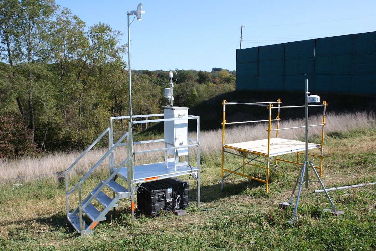 An air quality monitor and transmitter is positioned according to the prevailing wind pattern at the first well pad where CNX will provide air monitoring data.