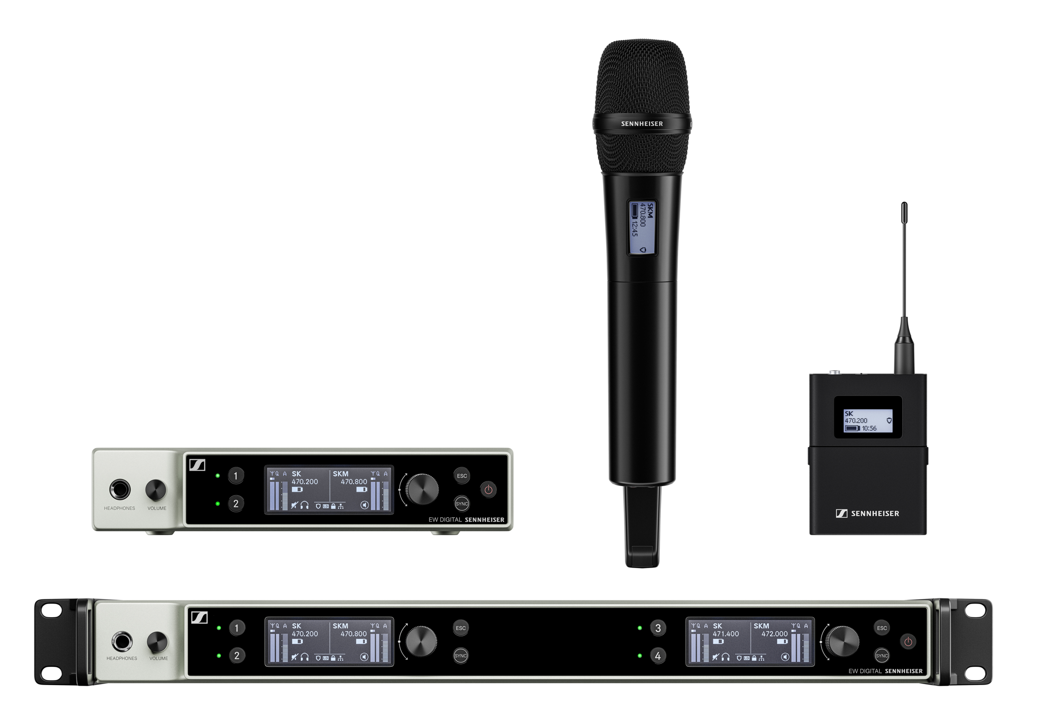 Neben dem Drahtlosangebot für Musiker*innen (hier abgebildet: Sender und Empfänger der EW-DX-Serie) stellt Sennheiser den HD 490 PRO Referenz-Studiokopfhörer vor