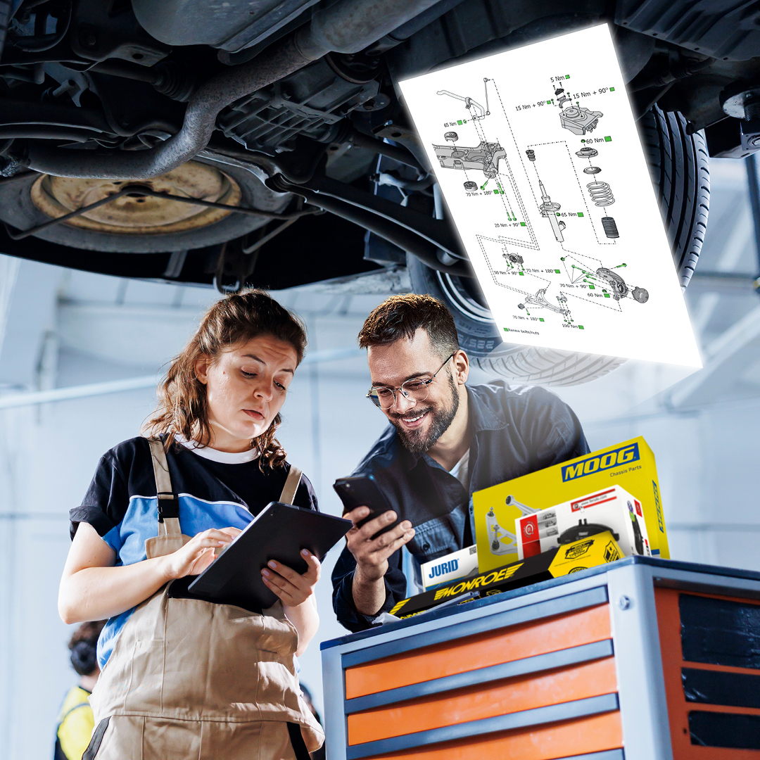 Technische tekeningen en montage-instructies, andere gratis hulpmiddelen nu beschikbaar via QR-codes op Monroe, Ferodo, Jurid en MOOG-verpakkingen