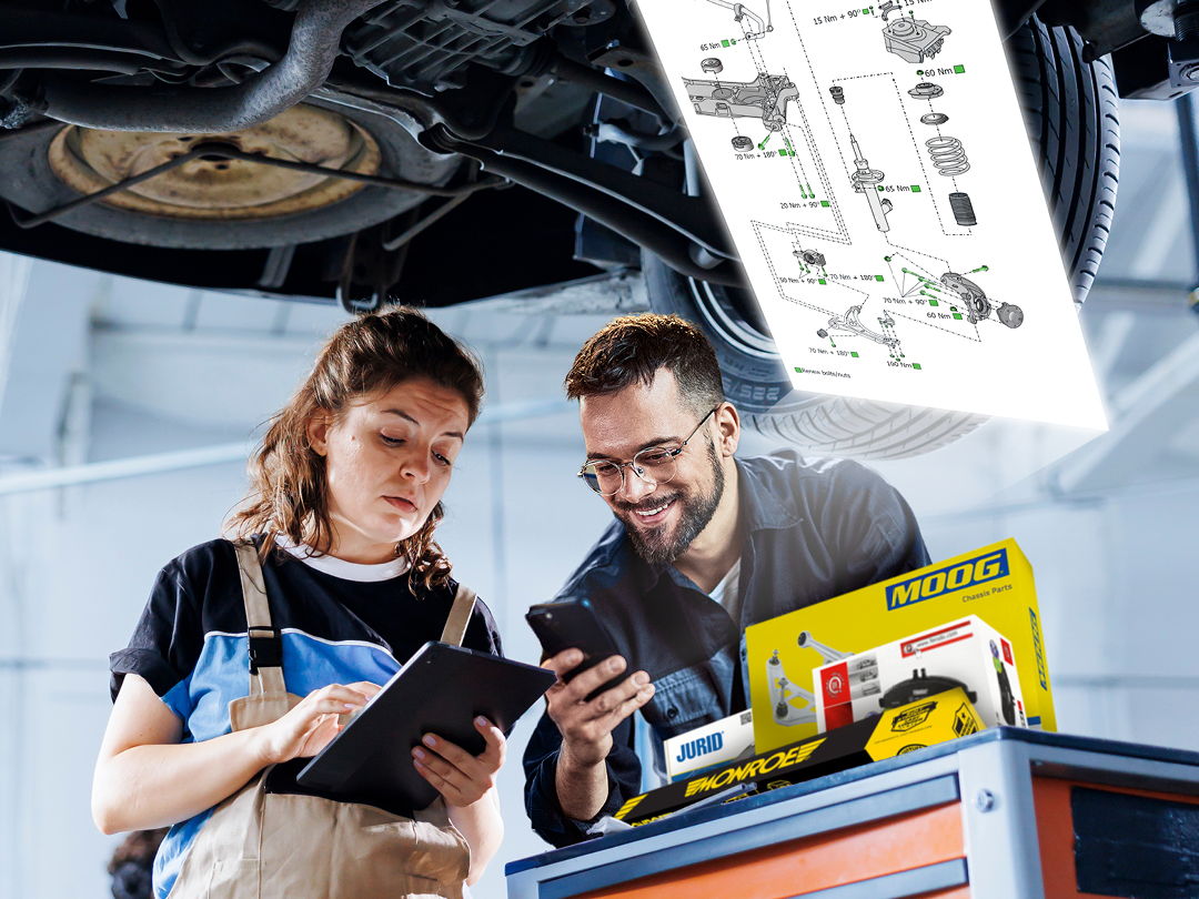 Dibujos técnicos e instrucciones de montaje, otros recursos gratuitos ahora disponibles a través de códigos QR en las cajas de Monroe, Ferodo, Jurid y MOOG.