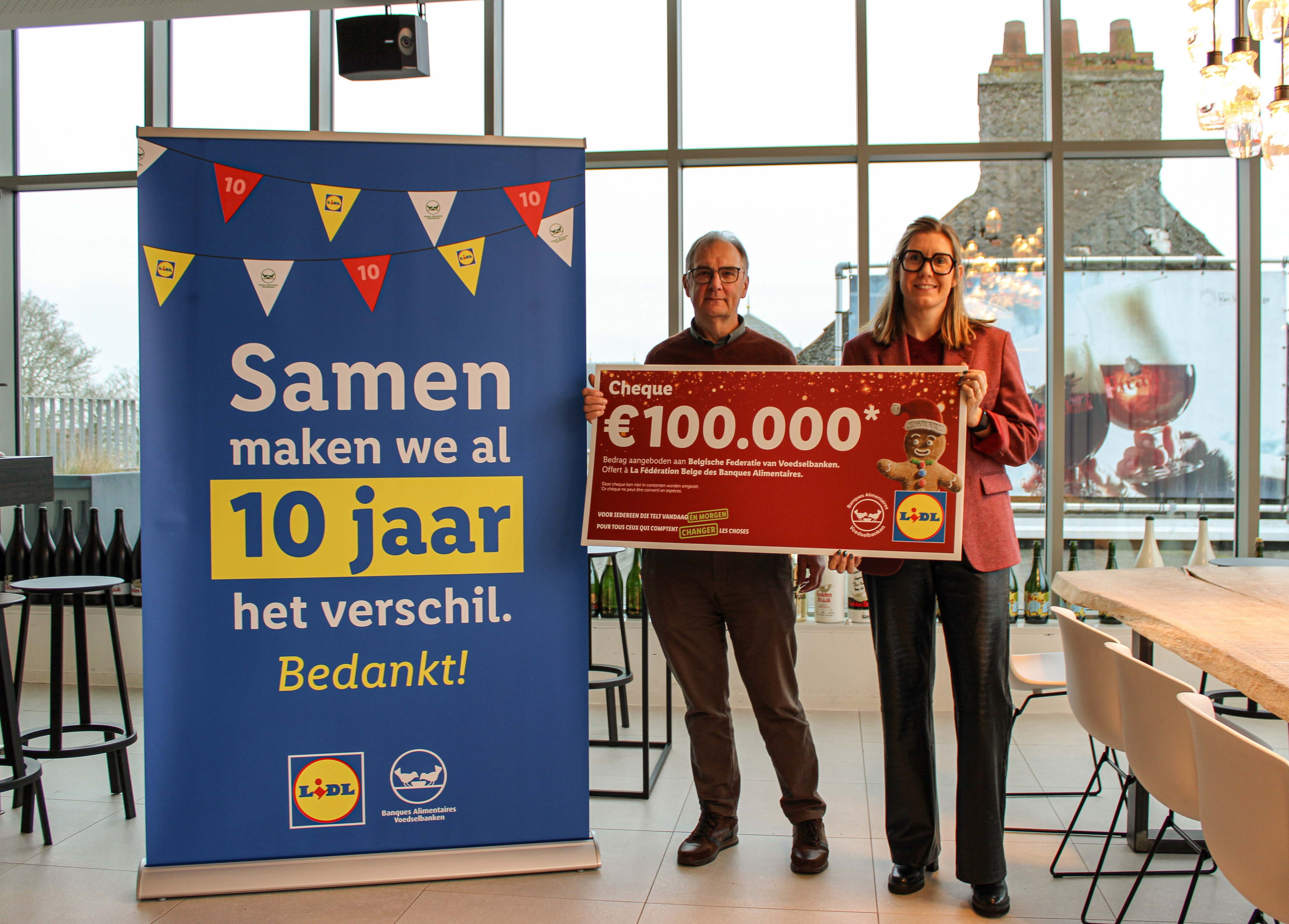 Lidl couronne ses dix ans de collaboration avec la Fédération belge des Banques Alimentaires par un don de 100 000 euros