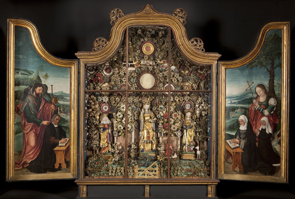 À la recherche d’Utopia © Jardin clos avec la Sainte-Elisabeth, la Sainte-Ursule et la Sainte-Cathérine, c. 1520-1530. Stedelijke Musea Mechelen