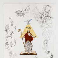 Het monastieke optreden (2017)
Uit de reeks collagetekeningen ter voorbereiding van Jan Fabres permanente installatie in de Sint-Augustinuskerk/AMUZ 
Potlood en collagetechniek
60 x 42,2 cm
