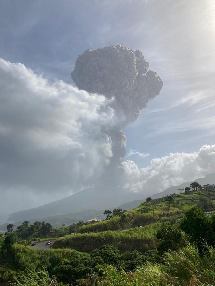 Photo of La Soufrière Volcano eruption on April 9, 2021 courtesy the UWI Seismic Research Centre