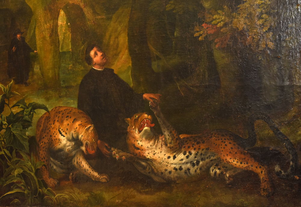 José de Anchieta domptant les jaguars sauvages - Antoon Sallaert