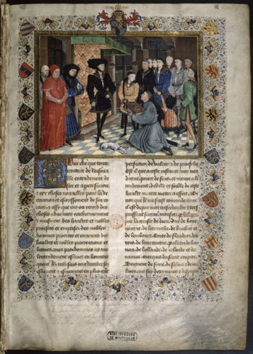 Jean Wauquelin, Chroniques de Hainaut.
Pays-Bas méridionaux, 1447-1468. ms. 9242, fol. 1r Ⓒ KBR