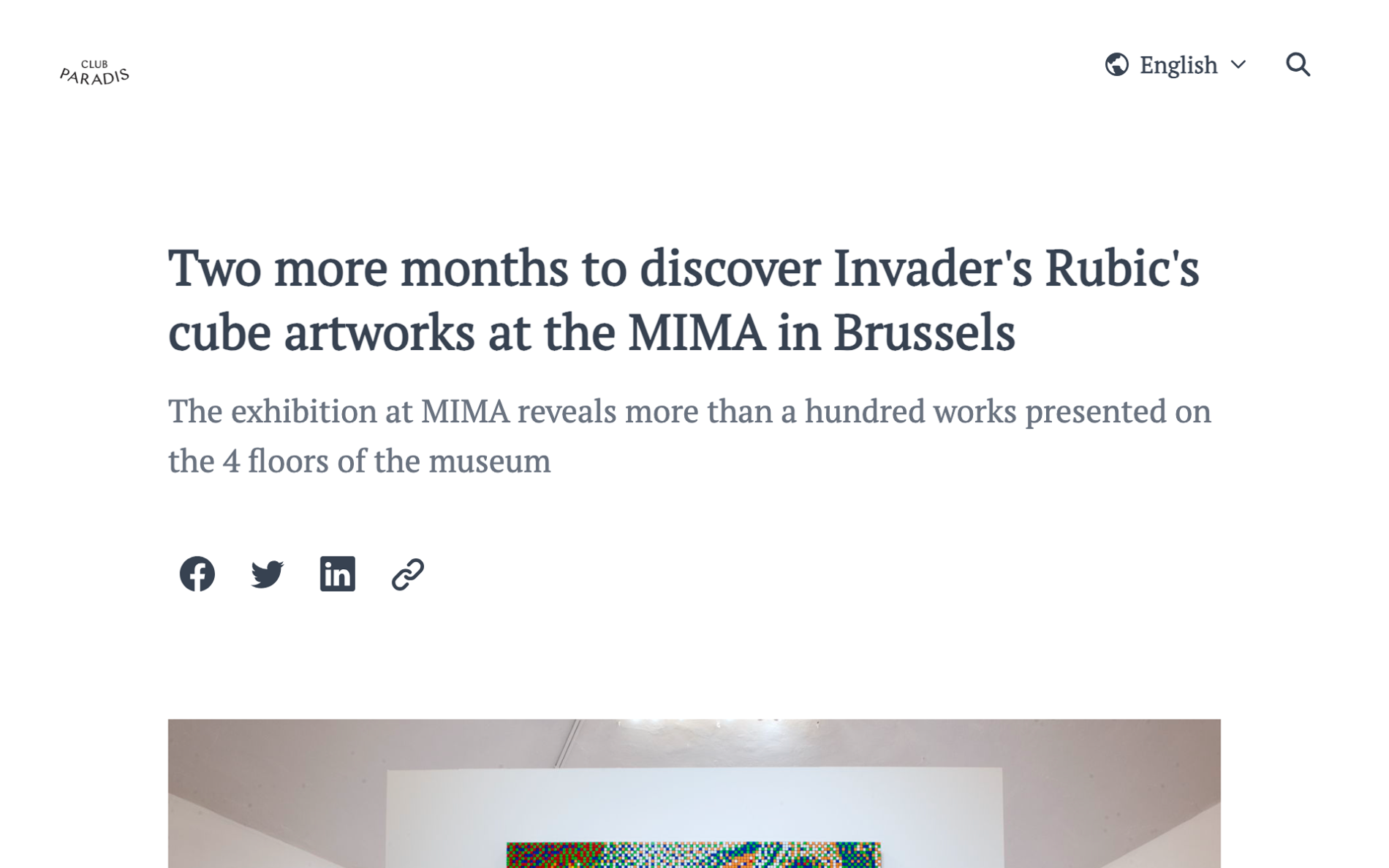 Two more months to discover Invader's Rubic's cube artworks at the MIMA in Brussels